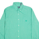 CHAPS Easy Care Mens Plain Shirt Green Long Sleeve L