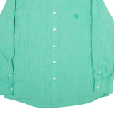 CHAPS Easy Care Mens Plain Shirt Green Long Sleeve L