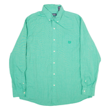 CHAPS Easy Care Mens Plain Shirt Green Long Sleeve L