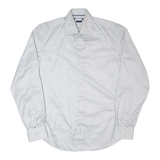 TOMMY HILFIGER Fitted Mens Shirt White Striped Long Sleeve L