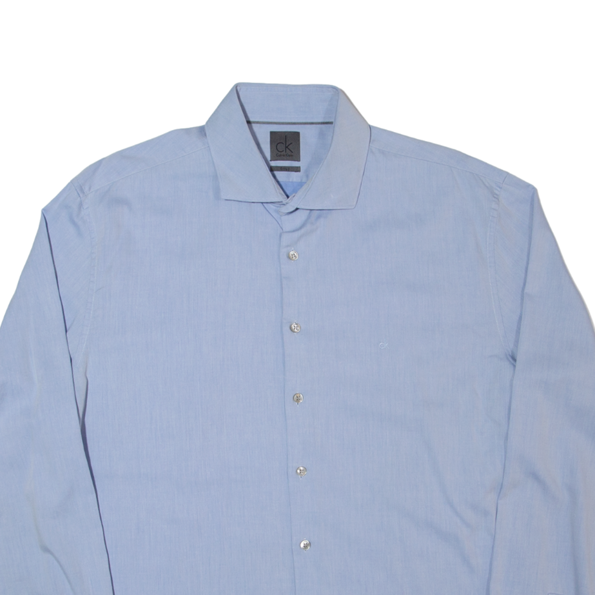 CALVIN KLEIN Fitted Mens Formal Shirt Blue Long Sleeve L