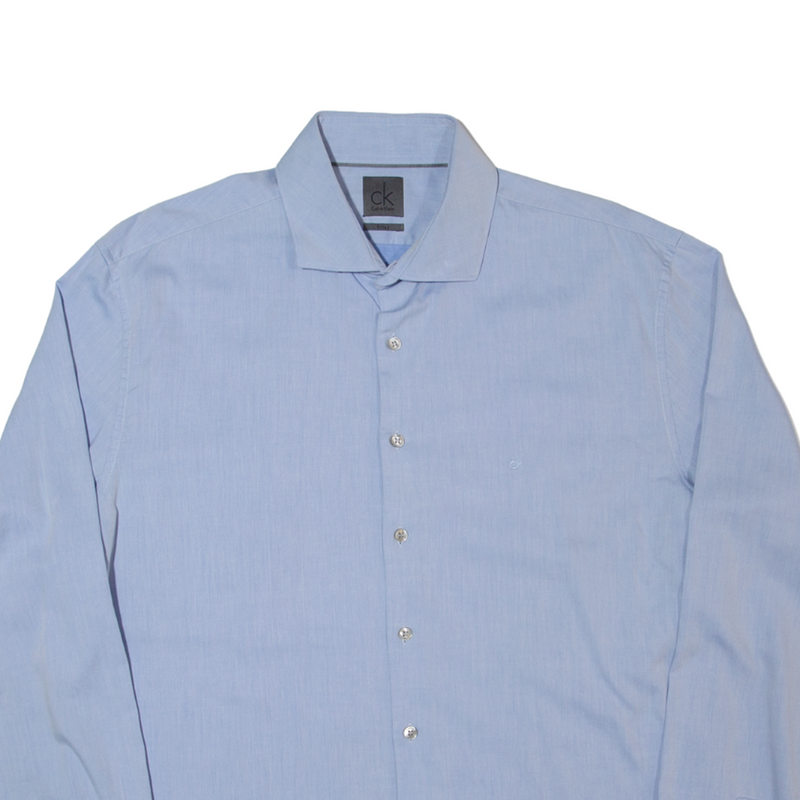 CALVIN KLEIN Fitted Mens Formal Shirt Blue Long Sleeve L