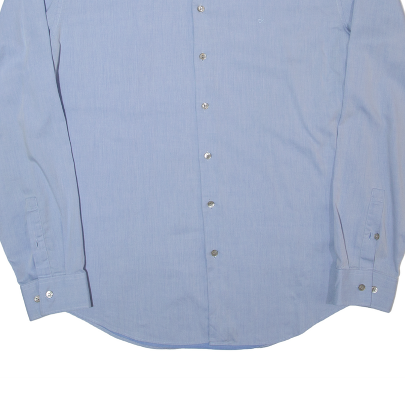 CALVIN KLEIN Fitted Mens Formal Shirt Blue Long Sleeve L