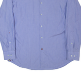 TOMMY HILFIGER Fitted Mens Shirt Blue Striped Long Sleeve L
