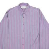 FASHION Mens Shirt Purple Striped Long Sleeve M
