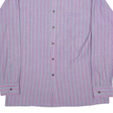 FASHION Mens Shirt Purple Striped Long Sleeve M