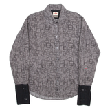 LEE COOPER Slim Mens Shirt Grey 90s Gingham Long Sleeve XL
