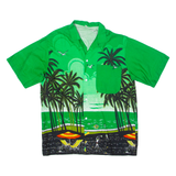 Mens Hawaiian Shirt Green Floral L