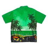Mens Hawaiian Shirt Green Floral L