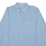 Zip-Up Mens Plain Shirt Blue 90s Long Sleeve L