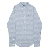 TOMMY HILFIGER Slim Fit Mens Shirt Blue Striped Long Sleeve S