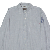 NAPAPIJRI Mens Shirt Grey Striped Long Sleeve L