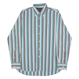 TOMMY HILFIGER Mens Shirt Blue Striped Long Sleeve L