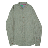 BENETTON Mens Plain Shirt Green Long Sleeve L