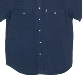 TEDDY'S Western Mens Plain Shirt Blue 90s L