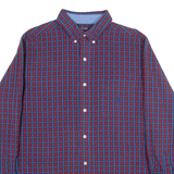 CHAPS Easy Care Mens Shirt Blue 90s Check Long Sleeve M