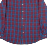 CHAPS Easy Care Mens Shirt Blue 90s Check Long Sleeve M