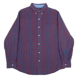 CHAPS Easy Care Mens Shirt Blue 90s Check Long Sleeve M