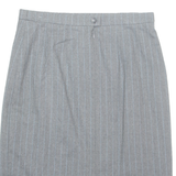 HAUBER Womens Straight Skirt Grey Knee Length Wool Striped UK 14