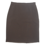 RHAPSODIE Womens Straight Skirt Brown Knee Length 90s Striped M