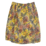 Womens Pleated Skirt Yellow Knee Length Viscose Crazy Pattern L