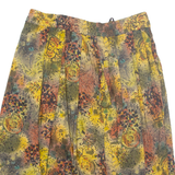 Womens Pleated Skirt Yellow Knee Length Viscose Crazy Pattern L