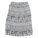 Womens Pleated Skirt Black Midi Crazy Pattern M