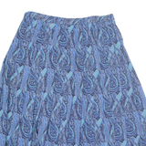 LADY H Womens A-Line Skirt Blue Midi Wool Paisley M