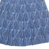 LADY H Womens A-Line Skirt Blue Midi Wool Paisley M