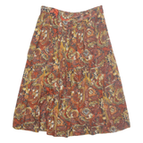 THE CLASSIC LINE Womens Peasant Skirt Brown Midi Viscose 90s M