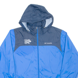 COLUMBIA Cape Epic Mens Rain Jacket Blue Nylon Hooded M