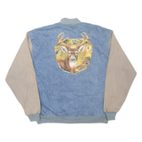 FRUIT OF THE LOOM Deer Mens Bomber Jacket Blue 2XL