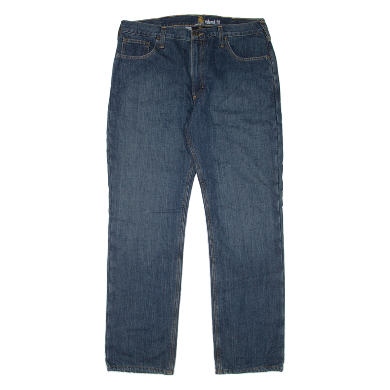 CARHARTT Fleece Lined Workwear Mens Jeans Blue Regular Straight W38 L34