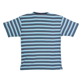 REEBOK Striped Knit Womens T-Shirt Blue Crew Neck UK 8