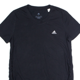 ADIDAS Womens T-Shirt Black V-Neck L