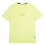 CALVIN KLEIN Mens T-Shirt Yellow Crew Neck XS