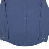 THOMPSON Mens Plain Shirt Blue Long Sleeve L