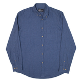 THOMPSON Mens Plain Shirt Blue Long Sleeve L