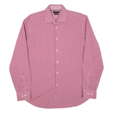 TOMMY HILFIGER Fitted Mens Shirt Red Check Long Sleeve L