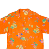 Womens Hawaiian Shirt Orange Floral L