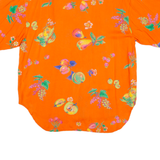 Womens Hawaiian Shirt Orange Floral L