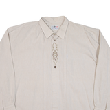 Mens Plain Shirt Beige Long Sleeve 2XL