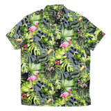 FSBN Mens Hawaiian Shirt Green Floral M