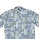 NICK TAYLOR Mens Shirt Blue Crazy Pattern L