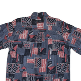 Mens Shirt Grey Faux Silk Crazy Pattern L