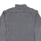 TOP SPIRIT Mens Denim Shirt Grey Floral Long Sleeve L