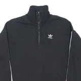 ADIDAS ORIGINALS Womens Sweatshirt Black 1/4 Zip UK 8