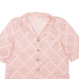 Womens Printed Top Pink Collared Geometric M