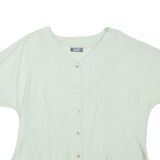 LINEAV Womens Blouse Green V-Neck Viscose L
