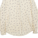 ZARA Womens Printed Shirt Beige Collared Long Sleeve S